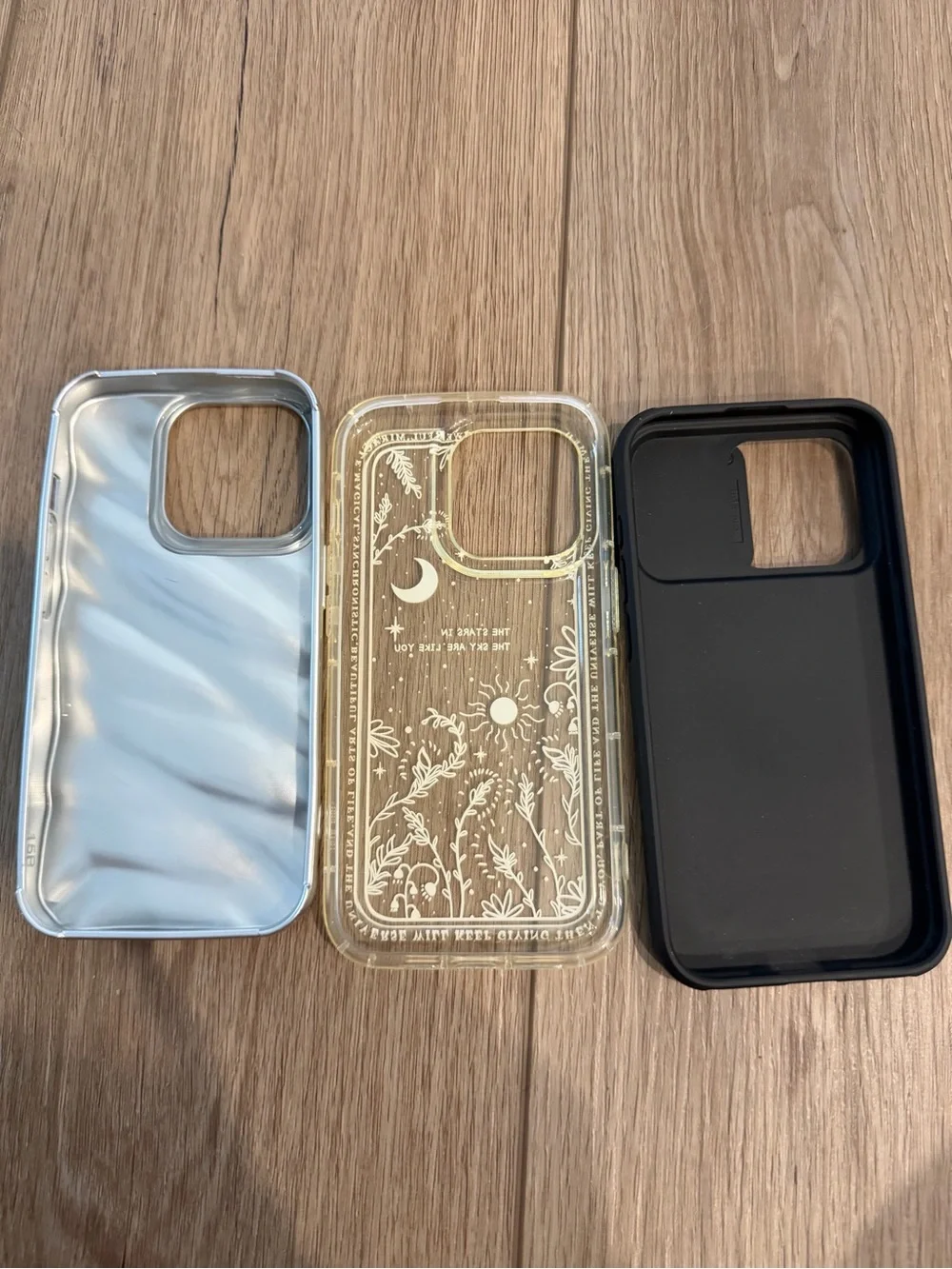 iPhone 15 pro Case Bundle - Silver, Clear, and Black Protective Covers